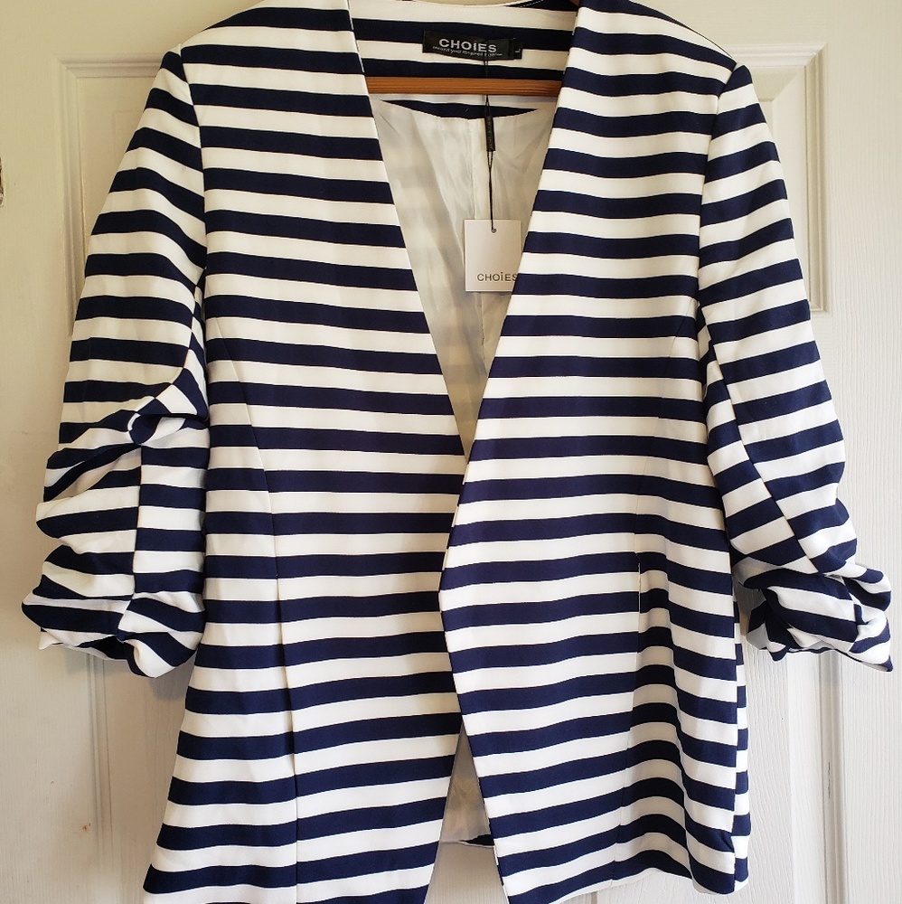 Choies ruched sleeve blazer sz L